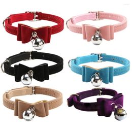 Dog Apparel With Bell Quick Release Pet & Cat Collar Kitten Velvet Bow Tie Safety Elastic 6 Colours Nice Bowtie Dogs Cats Supplier