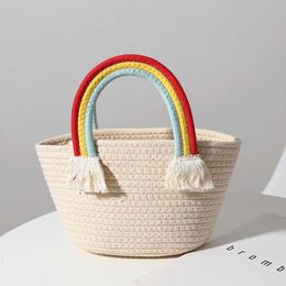 Beach bag Lovely rainbow cloud Hand New handmade cotton woven seaside vacation beach versatile straw 221226