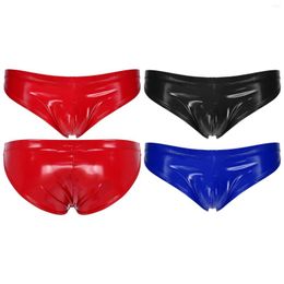 Underpants #EM-XXL Men Low Rise Patent Leather Briefs Lingerie Underwear Nightclub Pole Dancing Show Costume Clubwear