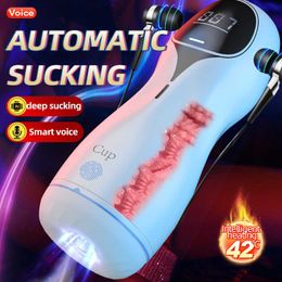 Beauty Items Male Masturbator Powerful Auto-sucking sexy Machine Realistic Vaginal Oral Cup Inserted Voice Smart Heating Adult Toys