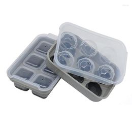 Baking Moulds Large Ice-Cube Trays With Lids Silicone Combo Big Square Cocktails Tray & Sphere Whiskey Ice Ball 2Pcs