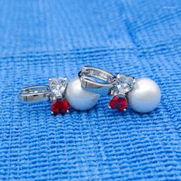 Hoop Earrings 10mm Real Pearls Women Pearl Jewellery Heart Crystal Gold Earings Bijoux Perles Brincos Kolczyki Perlen Ohrringe E0310