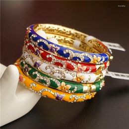 Bangle Double Thin Small Chinese Filigree Rhinestone Cloisonne Enamel Bangles For Women Fashion Ethnic Jewellery Gift