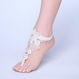 Anklets 2022 Foot Chain Lace Ankle Bracelet Bridal Beach Wedding Barefoot Sandals Women White