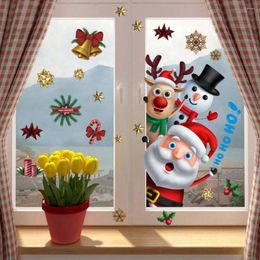 Window Stickers Christmas Wall Refrigerator Glass Sticker Santa Claus Elk Gift Merry Decor For Home Xmas Ornaments