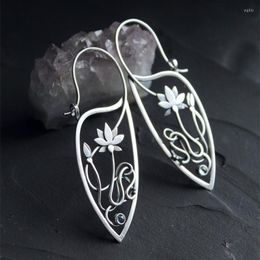 Dangle Earrings Exquisite Head Ornaments Fashionable Earbob Lotus Women's Silver Colour Plated White Copper Temperament