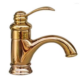 Bathroom Sink Faucets Gold Rose Golden One Hole/Handle Vessel Basin Faucet Mixer Tap Single Lever Agf049