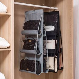 Foldable Hanging Bags 6 Pockets 3 Layer Folding Shelf Bag Purse Handbag Organiser Door Sundry Pocket Hanger Storage Closet Hangers RRD24