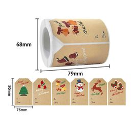 Kawaii Christmas Labels Sealing Sticky Sticker Aesthetic Kraft Paper Thank You Stationery Supply Decorative Scrapbook RRC615