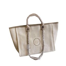 22Ss Summer Classic Tote Beach Bags Canva Chain Top Handle Large Capacity Pochette 4 Colour Beige Cartable Womens Two-tone Luggage 268x