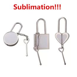 Sublimaton Party Favour Wish Lock Luggage Padlock Valentine's Day Heat Transfer Heart-shaped Square Circular Padlock RRA716