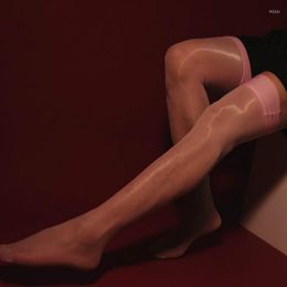 Men's Socks Boy Friend Pink Colour Stockings Fun Man Sex Lingerie Shiny Glossy Hosiery Men Exotic Apparel Gay Fetish Sissy Stocking