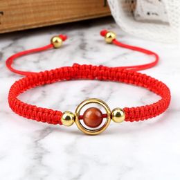 Link Bracelets Thread Braided Classic 6mm Natural Stone Orange Tiger Eye Multicolor Lucky Wrists Jewelry For Womam Man Gifts