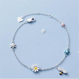 Link Bracelets Fashion Tassel Zircon Daisy Bee Charm Bracelet Bangle For Women Party Wedding Jewellery Accessories Pulsera Sl437