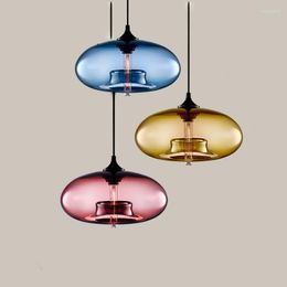 Pendant Lamps Modern Nordic Style 7 Colour Glass Lamp Industrial Decoration Hanging Lights Kitchen Restaurant Chandelier YHJ011013