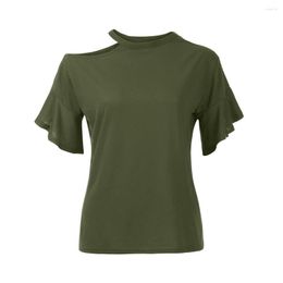 Women's T Shirts Tops Women Casual Solid Cold Off Shoulder Cotton Blouse Top T-Shirt Sweater