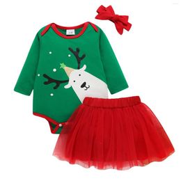 Clothing Sets Christmas Baby Girl Set For Born Clothes Elk Print Bodysuits Tulle Skirts Infant Outfits Toddler