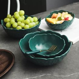 Bowls Green Creative Ceramic Salad Dessert Bowl Kitchen Household Tableware Porcelain Mixing Rice Soup Set Japanese Noodle