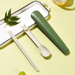 Dinnerware Sets 2Pcs Kids Children Student Chopsticks Spoon Cutlery Set Utensil Travel Camping Tableware Portable
