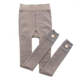 Women's Leggings Suitable For 50-80Kg Women's Winter Fleece Thickening Body-In-One Pants Weight 80G Grey Stirrup