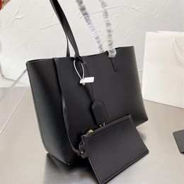 Handbag Tote Bags Shopping Bag Large Capacity Handbags Fashion Plain Letter Two Piece Set High Quality Genuine Leather Black Lady 206c