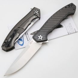 0452CF Flipper Folding Knife S335vn Satin Blade Carbon Fiber with TC4 Titanium Alloy Handle Ball Bearing Pocket Folder Knives