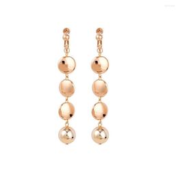 Backs Earrings 2022 Arrival Fashion Gold Color Round Bead Ear Clip Simple Tassel Beaded Without Piercing For Women No Hole