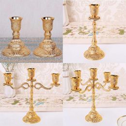 Candle Holders Luxurious Gold Color Candelabra Holder 1/3/5 Arms Gift For Weddings Home Party Spa Votive Garden