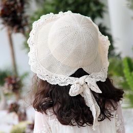 Hair Accessories Sweet Baby Hat Straw Cap For Girls Lace Headwear Adjustable Kids Children Beach Sun