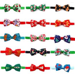 Dog Apparel 10pcs Christmas Pet Accessories Snowman Santa Claus Style Bowties Adjustable Puppy Cat Bowtie For Small Middle