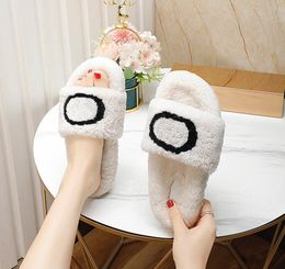superior Quality Designer Luxury Womens Slippers Ladies Wool Slides Fur Fluffy Furry Warm letters Sandals Soft Fluffy Comfortable Fuzzy Girl Flip Flop Slipper