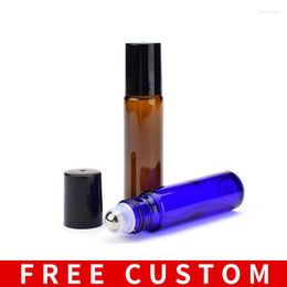 Storage Bottles Free Customiz Logo 10ml Portable Brown/Blue Roll-on Essential Oil Bottle Cosmetic Liquid Container For Travel