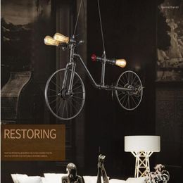 Pendant Lamps American Style Bicycle Vintage Lights Loft Industrial Handing Lamp Water Pipe Light Fixtures E27 220V For Decor