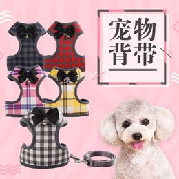 Dog Collars Vest-style Pet Chest Harness Leash Cat Teddy Lattice Back Factory Direct Sales Accessories Collar Necklace