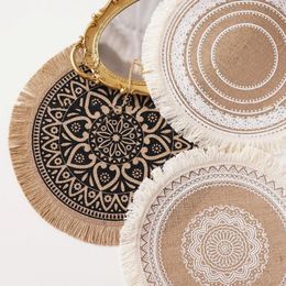 Table Mats Cotton Linen Mat Drink Bohemia Style Cup Insulation Non-slip Placemat Kitchen Decor