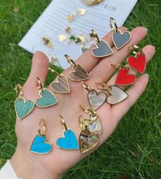 Hoop Earrings 5Pairs Colourful Shell Stone Heart Gold Shape Drop Dangle Earring Dainty Gem For Women