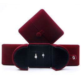 Double Open Jewelry Box Velvet Earring Ring Necklace Bracelet Gift Display Case Wedding Jewelry Storage Holder