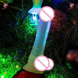 Beauty Items 7 inch Lumineux soft Silicone dildo huge Double-deck craft with Strong Suction Cup hand free Erotic toy sexy Toy for women