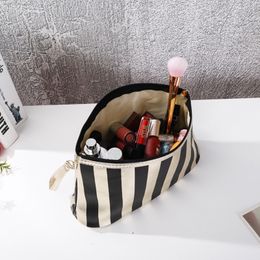 3pcs Cosmetic Bags Women PU Gold Striped Pillow Shaped Waterproof Protable Wash Bag