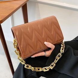 Evening Bags Fashion Women Shoulder Female Thick Chain Quilted Underarm Ladies Soft Pu Leather Crossbody Flap Hand Bag Travel Purse