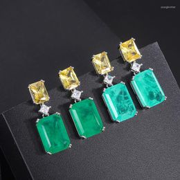 Dangle Earrings 2022 Trend 10 14MM Square Pendant Paraiba Tourmaline Emerald Gemstone Big Drop For Women Cocktail Fine Jewelry Gift