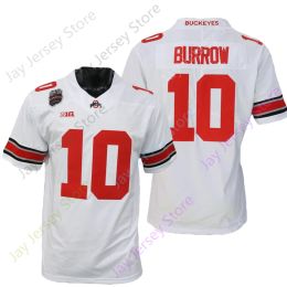 State Football Jerseys 2022 New NCAA College Ohio Buckeyes Football Jersey 10 Joe Burrow Red White Size S-3XL All Stitched Youth Adult