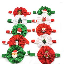 Dog Apparel 30/50pcs Round Christmas Pet Cat Sequins BowTies Santa Claus Elk Style Puppy Grooming Accessories