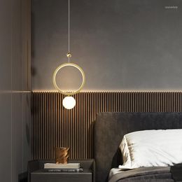 Lampade a sospensione Lampadario da comodino moderno camera da letto minimalista Nordic Light Luxury Long Line Master Portico Soggiorno piccolo