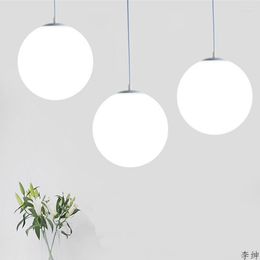 Pendant Lamps White Acrylic Ball Hanging Lights Simple Led Kitchen Fixtures Suspension Lamp Industrial Decor Indoor Lighting Luminaire