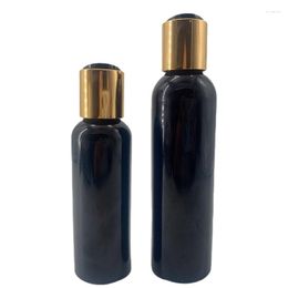 Storage Bottles 100ml 150ml Black Shampoo With Gold Plugs For Cosmetic Liquid Water Essence Travel Vials 10pcs/lot P337