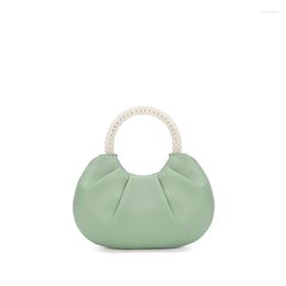 Evening Bags 2022 Fashion Beaded Handle Chain Strap Candy Colours Pleated Bag Hobo Shoulder Crossbody Office Daily