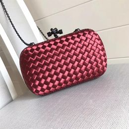 Evening Bag knot clutch of woman Dinner Bags luxury designer silk Weave hand caught Clutches wallets for lady Retro metal Detachab330y