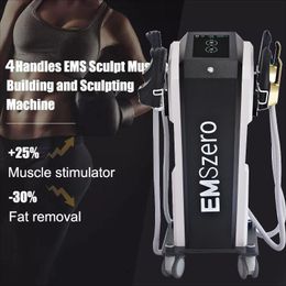 EMSzero Muscle Stimulator HIEMT Tesla Slimming machine EMSLIM Sculpt 4 handles with RF cushion Fat Burning EMS Body sculpting Slim HI-EMT Muscle Trainer Equipment
