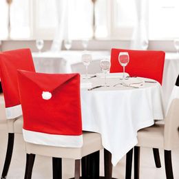 Party Decoration Christmas Chair Covers Red Santa Claus Hat Back Table Decor Year Navidad 2022 Decoraciones Para El Hogar